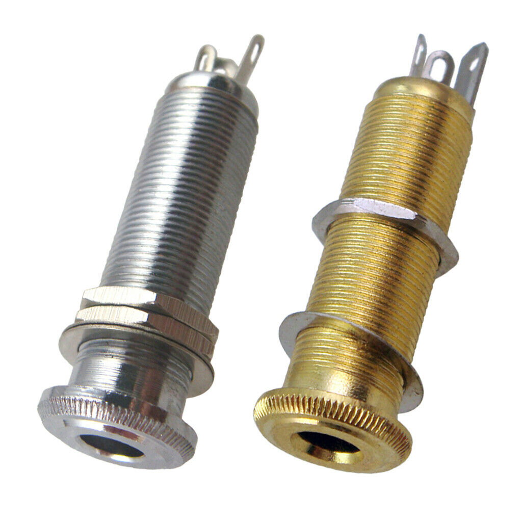 2 Pieces Threaded Cylinder 6.35mm Jack Socket Plug Guitar Bass Part A+B Accs