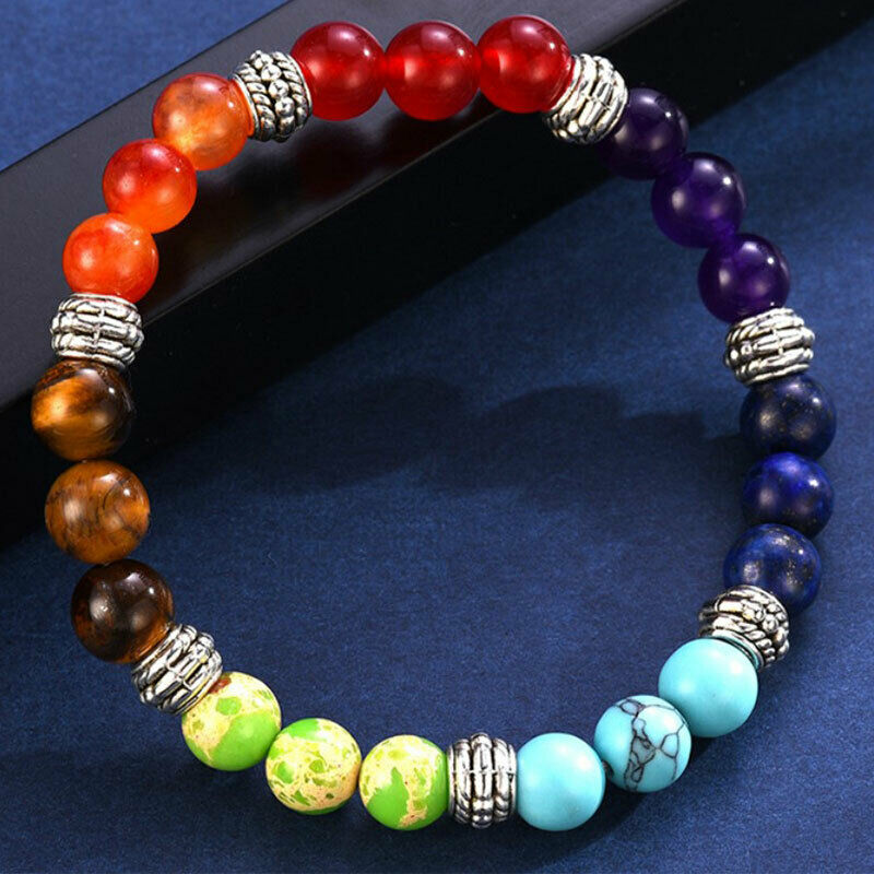 New Fashion Colorful Stone Beads Chakra Bracelet for Women Men Yoga Jewel.l8