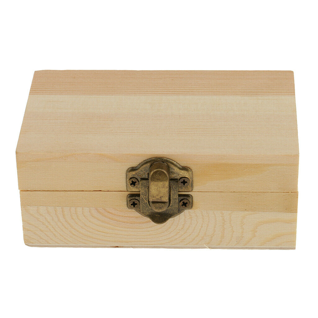 Rectangle Natural Unfinished Wood Storage Box Case for Kids Toys DIY Craft