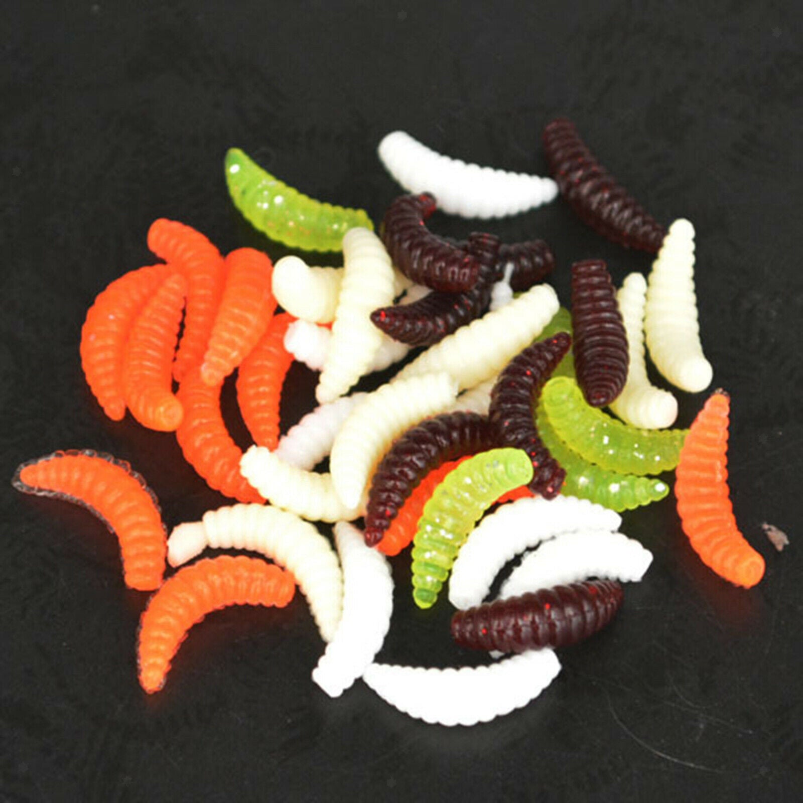 50PCS/box Mix Soft Bread Worm Maggots Fishing Lure Silicone Lifelike Baits