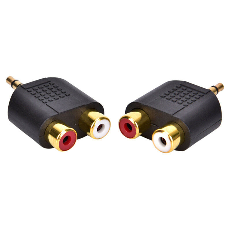 3.5mm Jack to 2 RCA Adaptor Twin Phono Y Splitter Stereo Male to 2 x Female  Lt