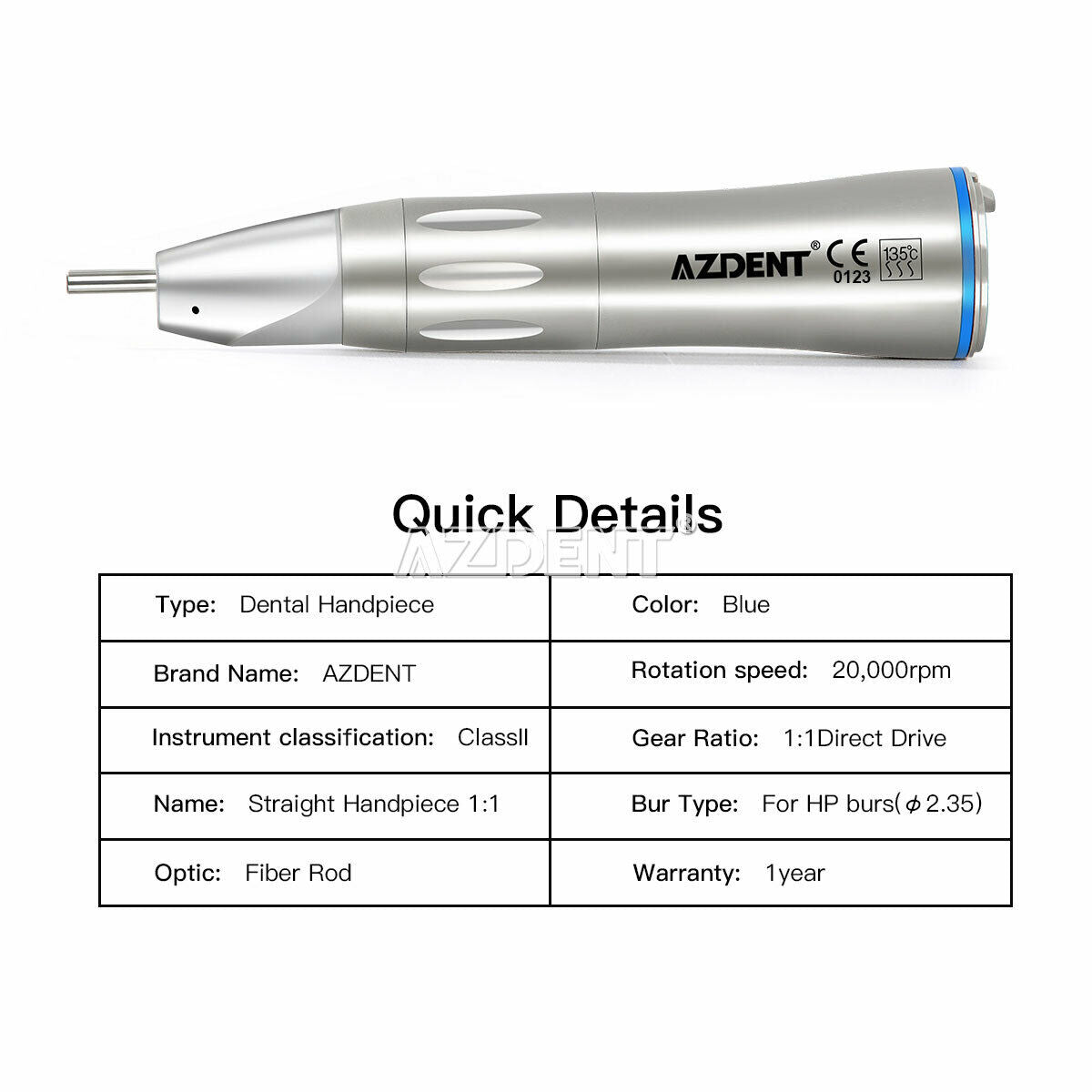 Dental 1:1 Fiber Optic Slow Low Speed Straight Nose Handpiece Inner Water