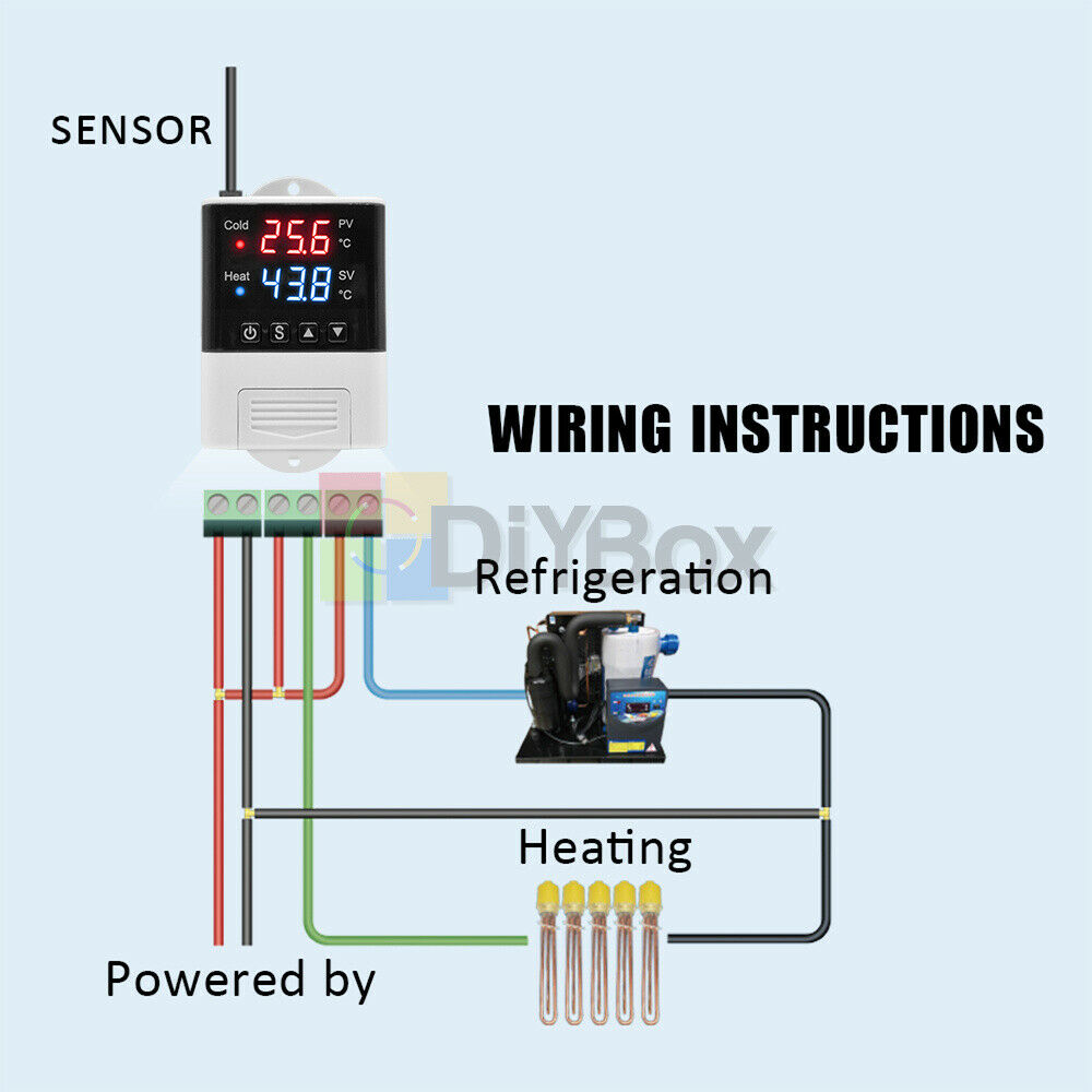 Dual LED Red+Blue Temperature Controller Thermostat DTC2210 Digital AC110V-220V