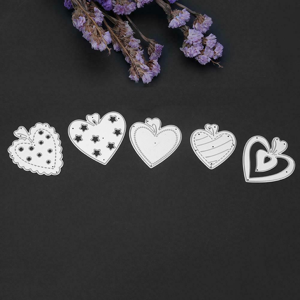 5pcs Heart Sewing Thread Metal Die Cutting Dies DIY Scrapbooking Embossing @