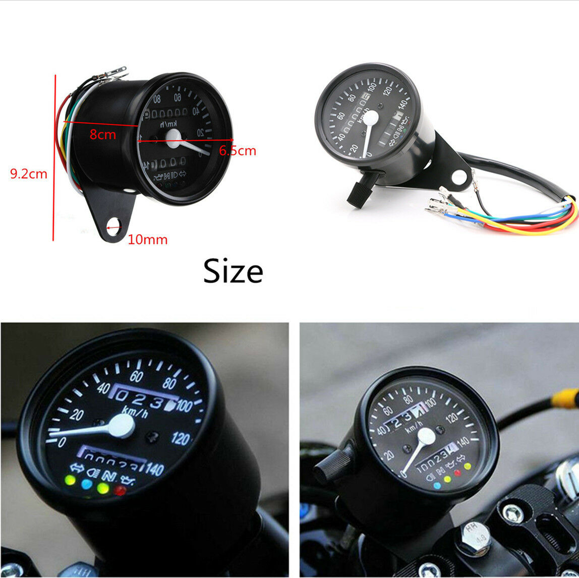 1x Universal Motorcycle Dual Odometer KMH Speedometer Gauge LED Signal Backlight