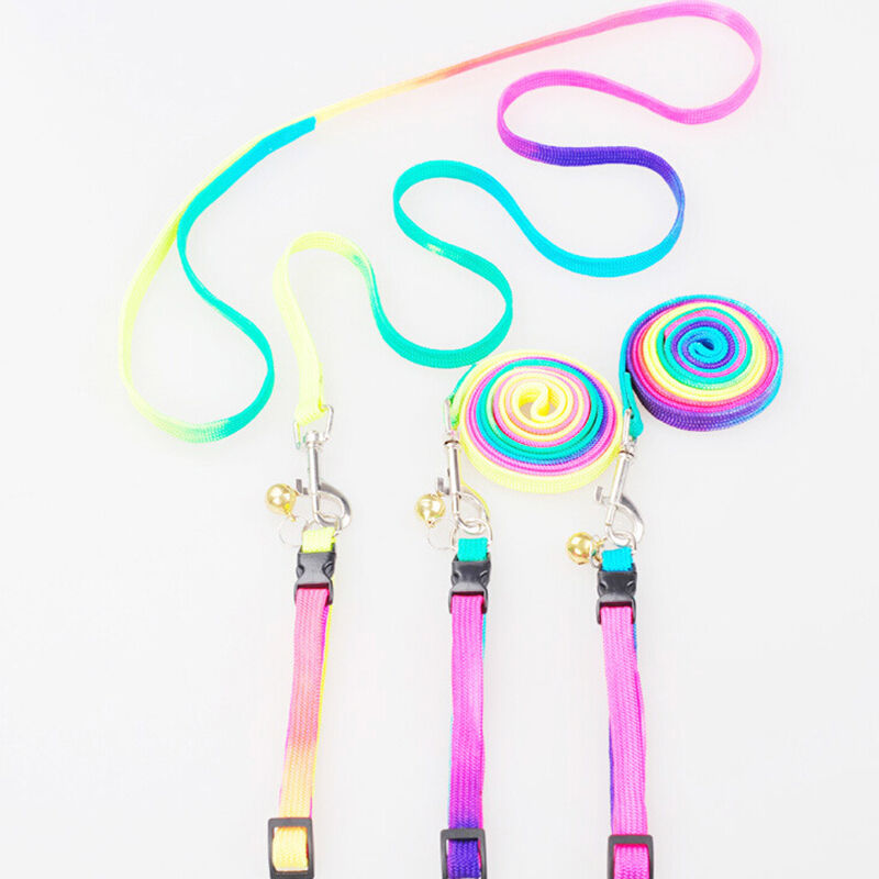 Pet Dog Walking Harness Rainbow Leash Pet Safe Belt Collar Rope Puppy Lea.l8