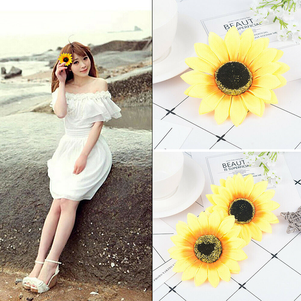 2PC Women Sunflower Flower Hair Clip Accessory Barrette For Wedding Party Cute