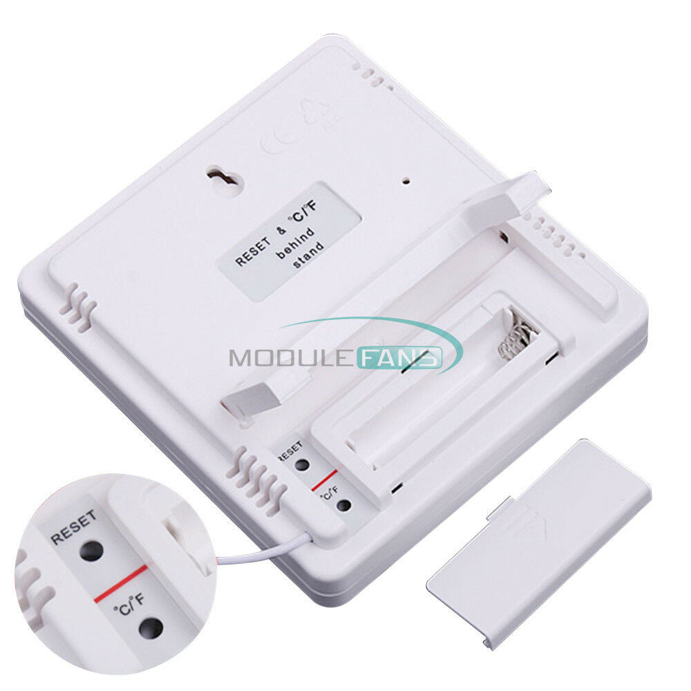 Digital LCD Temperature Thermometer Hygrometer Humidity Meter Clock White HTC-2
