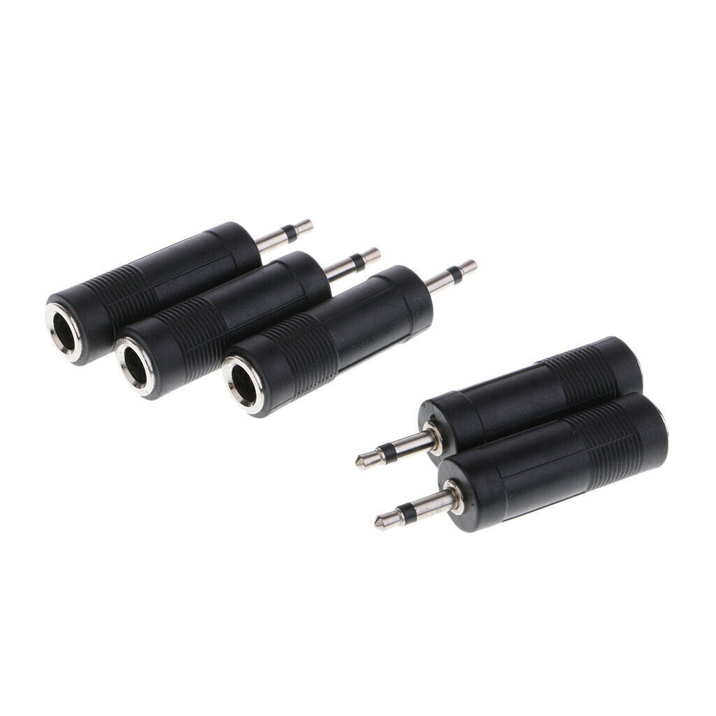 3.5mm 1/8"Male Plug Mono to 6.35mm 1/4"Female Jack Audio Converter 5Piece