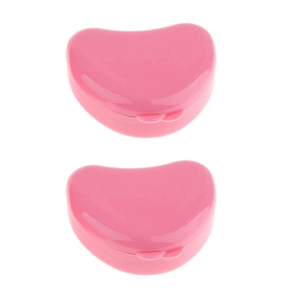 2x Mouth Guard Case Orthodontic Retainer Box Denture Storage Container Pink