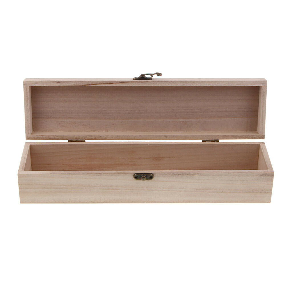 5Pack Wooden Jewelry Box, Unpainted Rectangle Storage Box Case with Hinged Lids