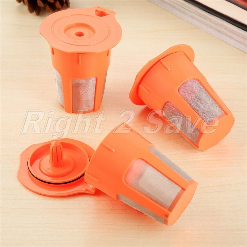 3Pcs K-Carafe Orange Coffee Filters Pods Cup Reusable For Keurig 2.0 i Cafilas
