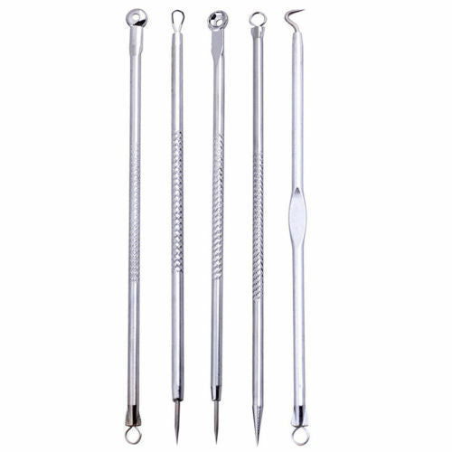 5pcs Blackhead Pimple Blemish Comedone Acne Extractor Remover Tool Kit Set PRO