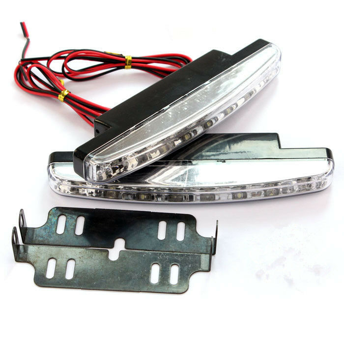 2 Pcs 8 LED 12V White Euro Driving Fog Lamp DRL Daytime Running Lights For BMW