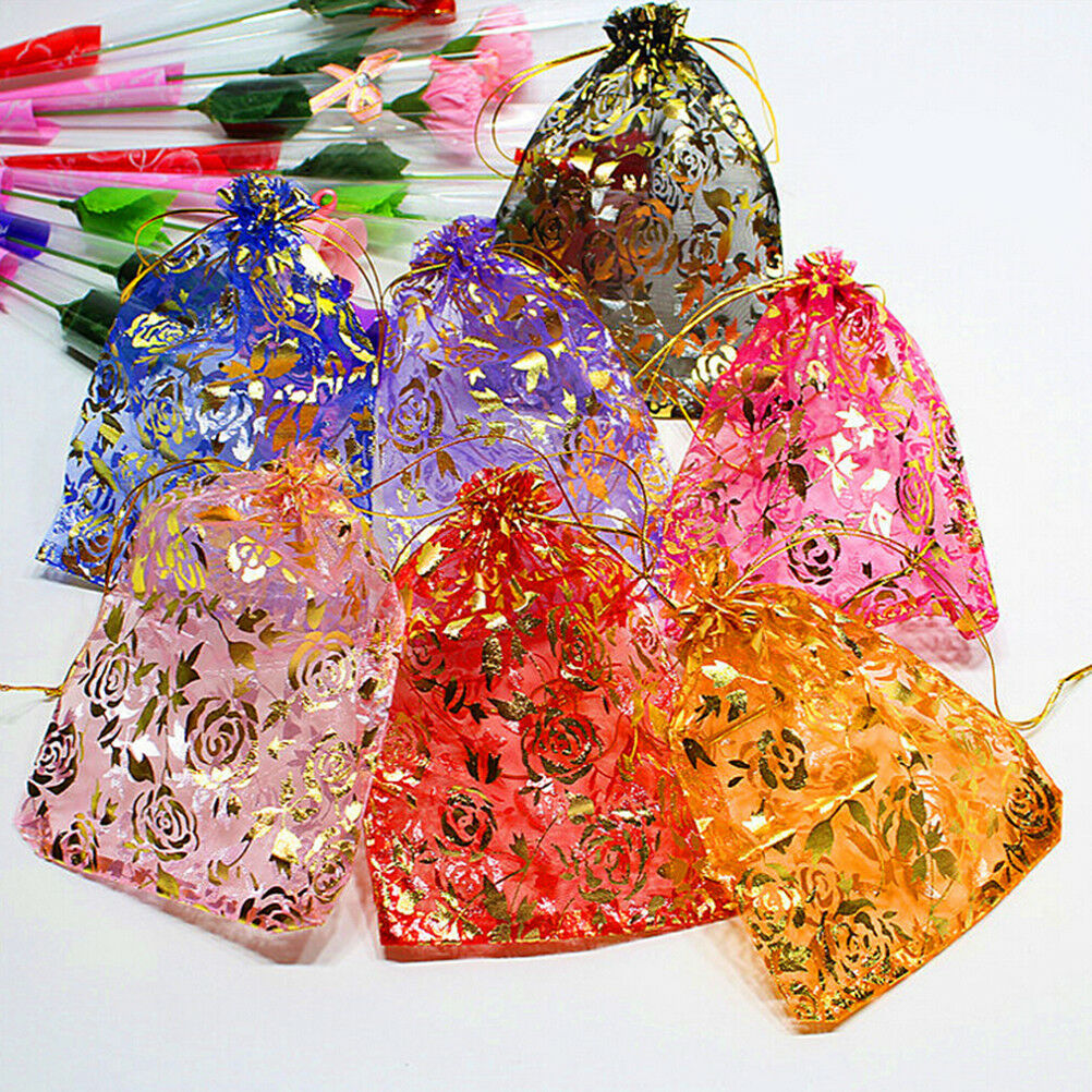 18*13CM 10x Jewelry Pouch Gift Bags Wedding Favors Organza PouchesDecorationH Rf