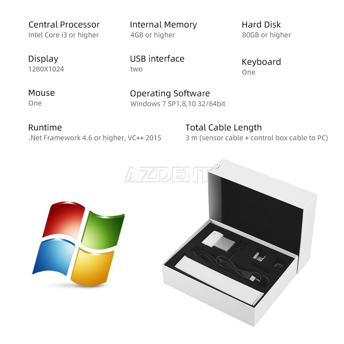 Dental Digital X-Ray Sensor RVG Intraoral Imaging System For Dental&Pet Size:1.0