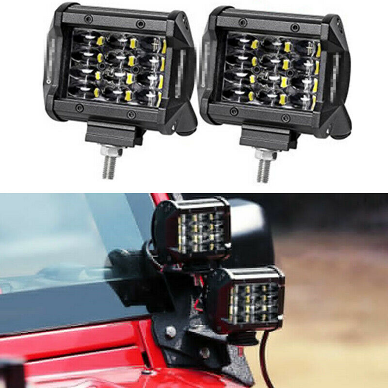 2PCS 4'' 72W LED Shooter Work Light Bar Flood Driving Fog fit for Offroad Trucks