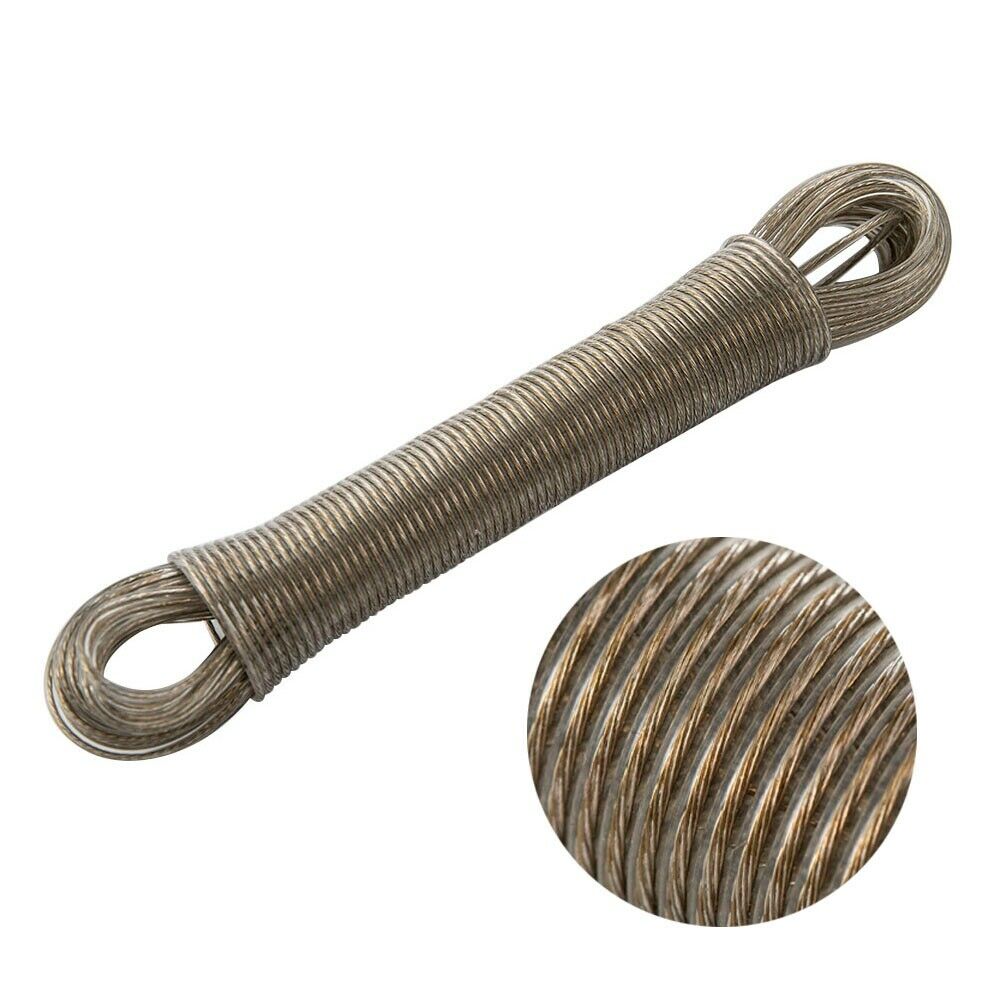 Heavy Steel Core Washing Clothes Plastic Coated Clothes Line Clothesline Rope US