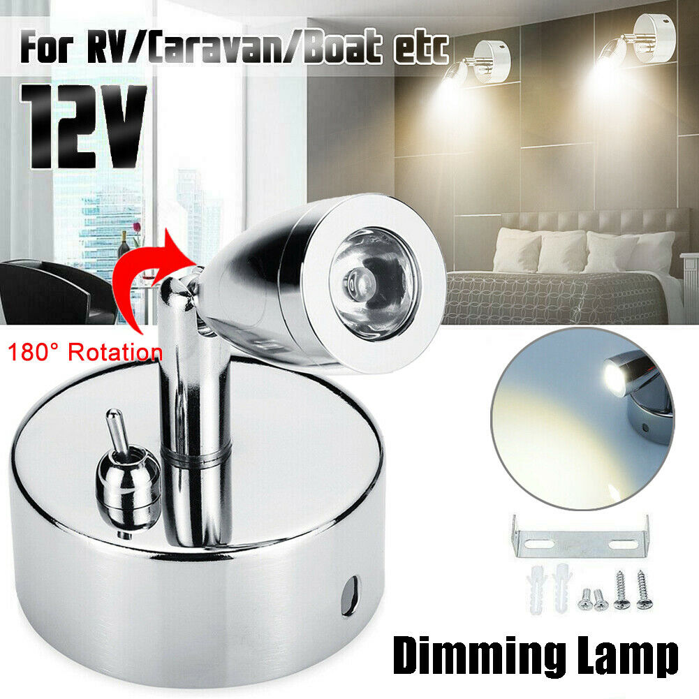12V Flexible LED Spot Reading Light RV Caravan Van Camper Boat Wall Bedside Lamp