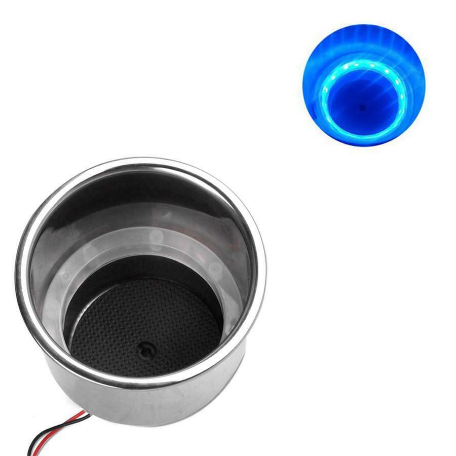 DC12V 14LED RGB Cup Drink Holder Stainless Steel w/ Remote For Car Marine Truck