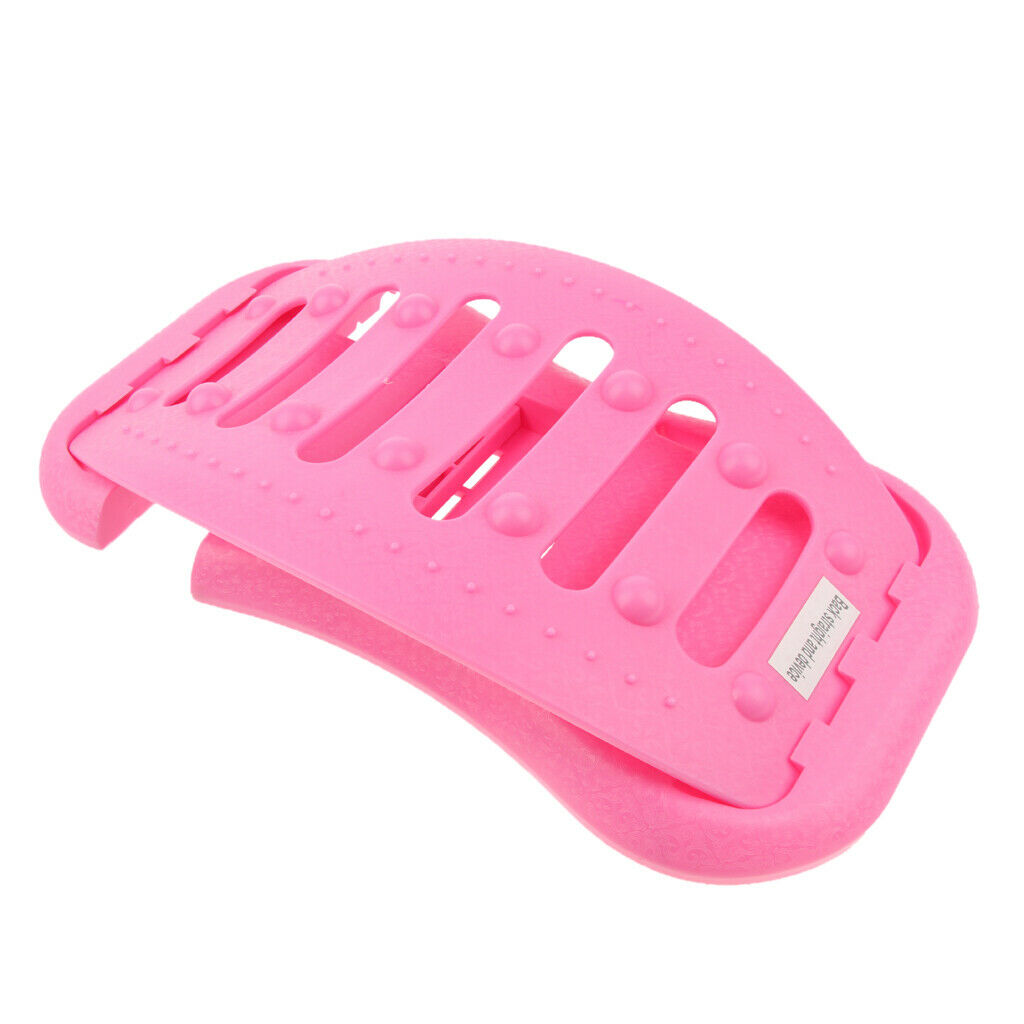 Back Stretcher Lumbar Stretching Device Lower Support Pain Relief Massager Pink