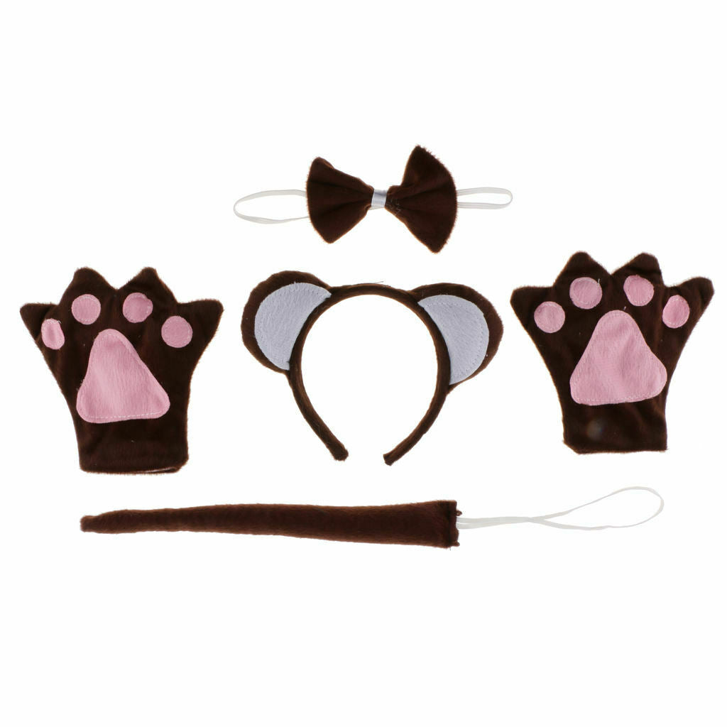 5pcs Lovely Monkey Ears Headwear Bow Tail Tutu Skirt Set Fancy Dress Up