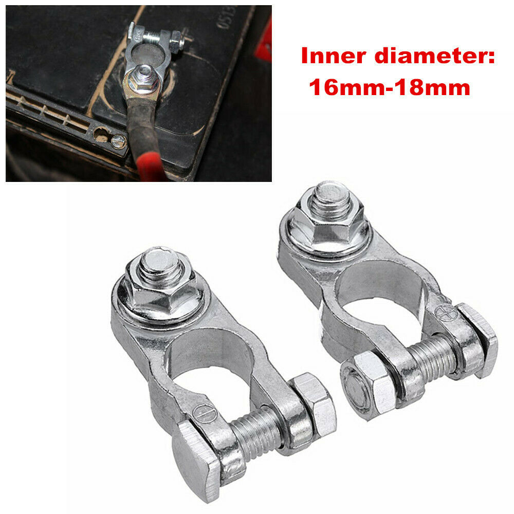 2PCS Car Battery Clamp Terminal Connector Aluminum Zinc Pile Head 16-18mm Copper