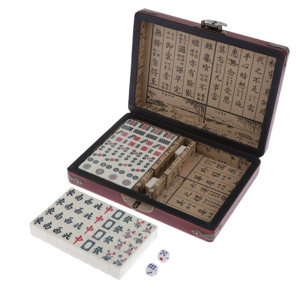 Mini Mahjong Traditional Chinese Version Travel Game Set Portable 144 Tiles