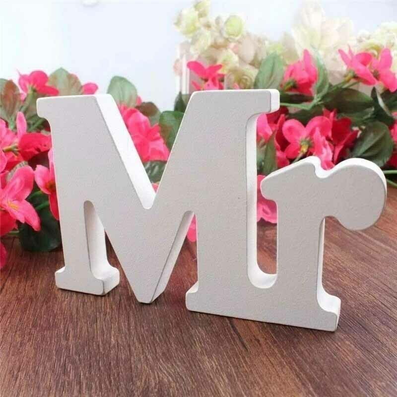1Set White Mr & Mrs Letters Sign Wedding Party Banquet Table Seat Decoration