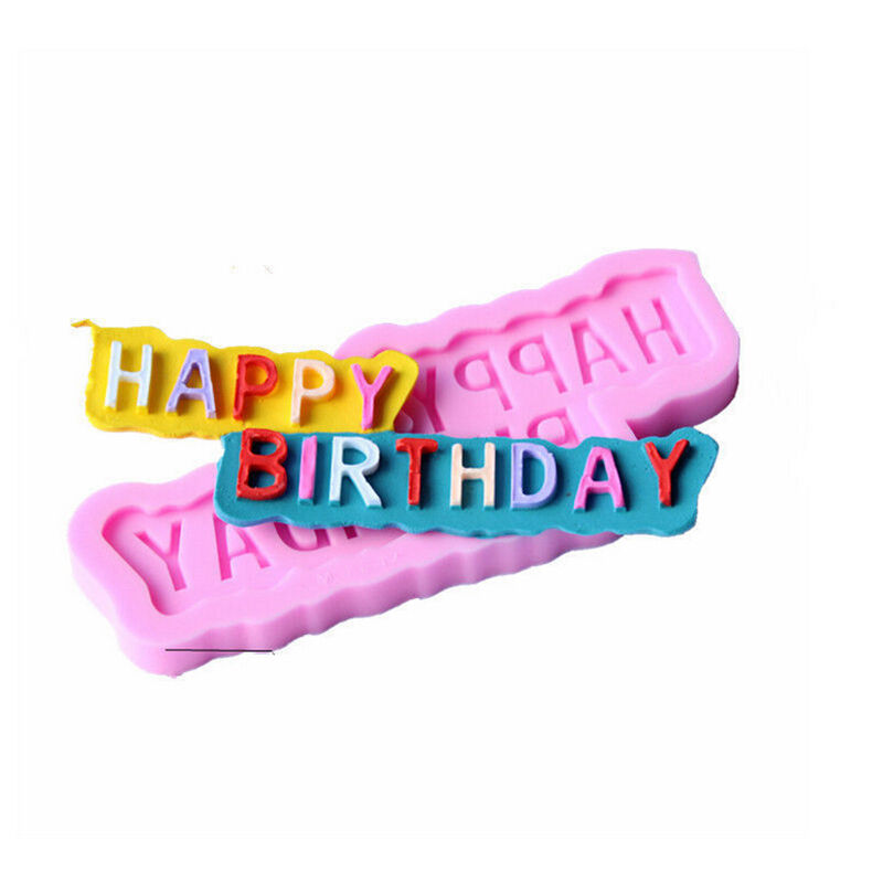Happy Birthday Silicone Fondant Cake Chocolate Candy Mold Baking Moulds D.l8