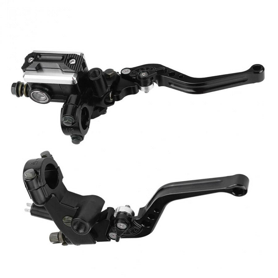 Universal Motorcycle 7/8'' CNC Brake Clutch Master Cylinder Lever Set Reservoir