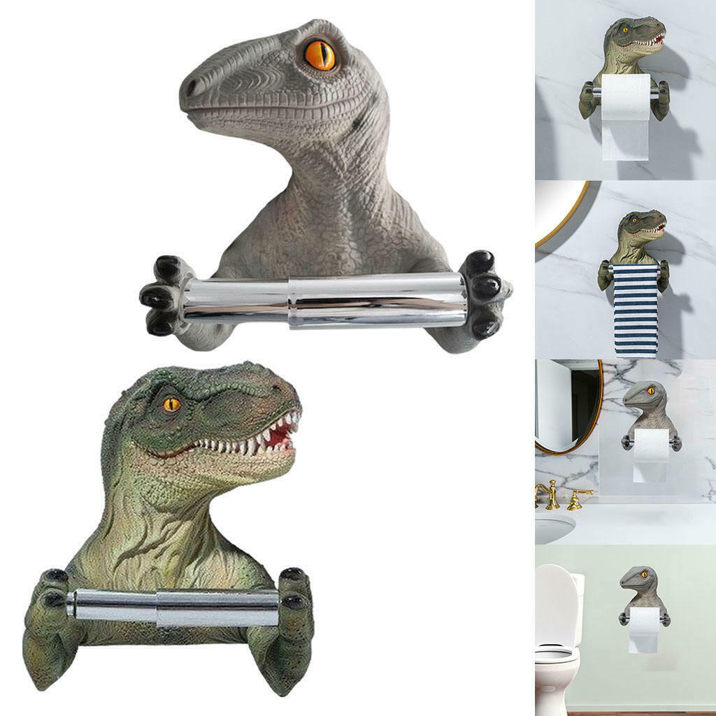 2pcs Dinosaur Toilet Paper Holder Bathroom Punch-free Shelf Home Decoration