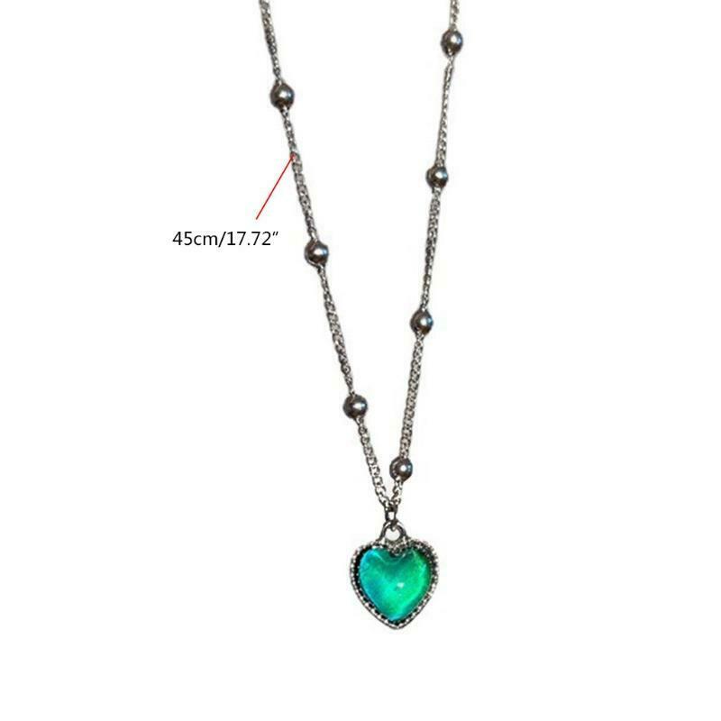 Female Jewelry Temperature Sensing Necklace Heart Shaped Pendant for Women Girls