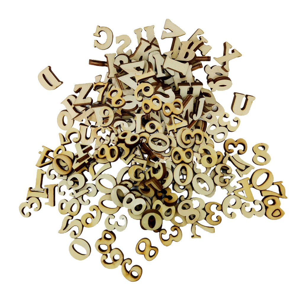 200pcs Natural Wooden Alphabet Letters Arabic Numbers Pieces for Crafts DIY