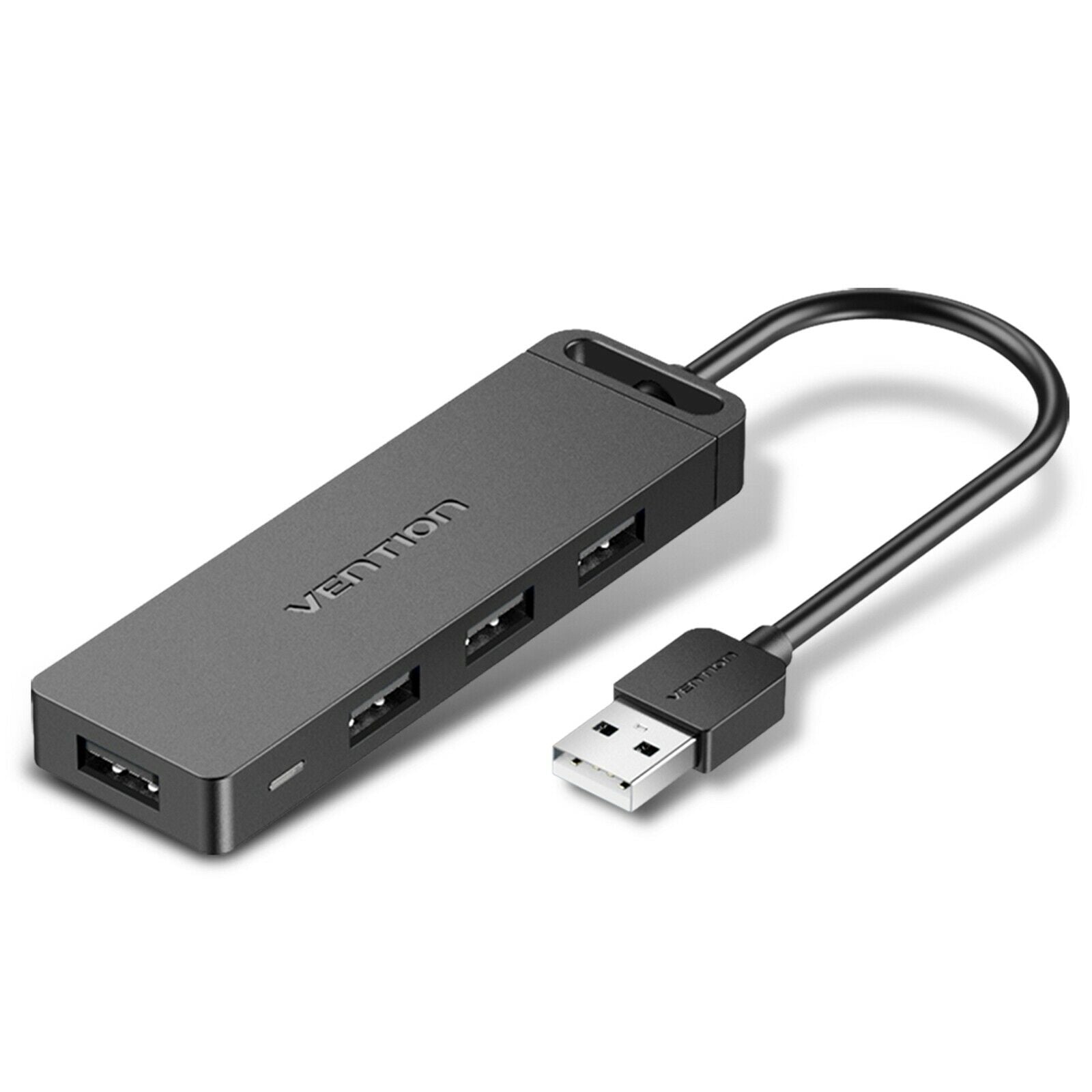 Mini ABS Shell USB HUB 2.0 4 Port Splitter Adapter Black 1m Cable
