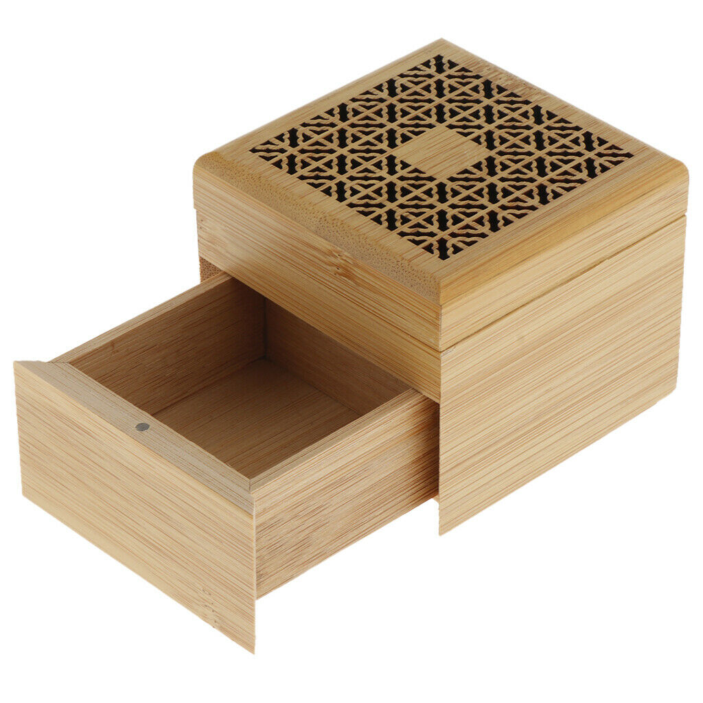 Hollow Bamboo Incense Stick Burner Wooden Box Censer Stove for Home Style 01