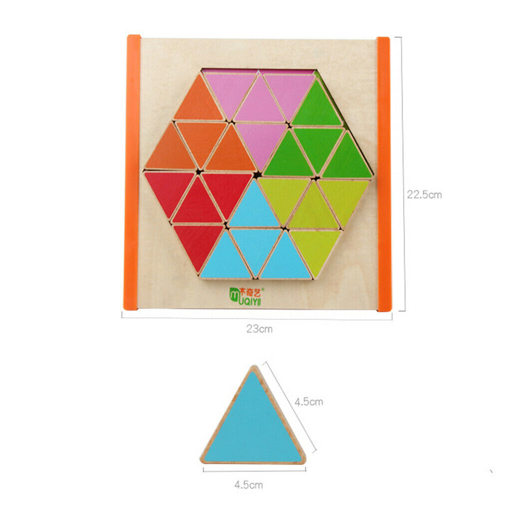 Wooden Jigsaw Puzzles, Included 24pcs Triangle Pieces and 1 Jigsaw Board, Color