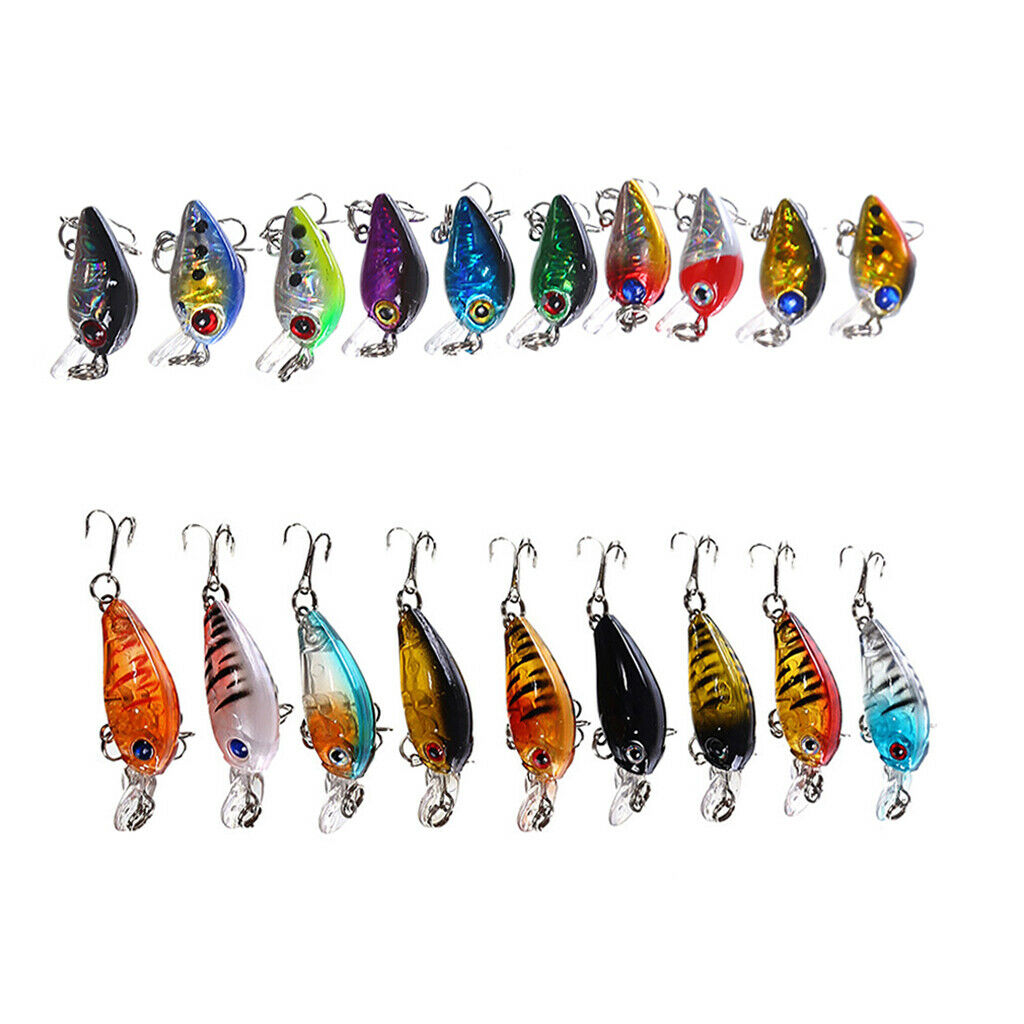 19pcs Artificial Bionic Fishing Lure Crankbait Minnow Hard Fishing Lure Hook