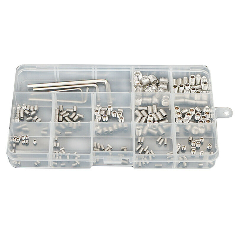 240pcs M3 M4 M5 M6M8 Stainless Steel Allen Head Socket Hex Grub Screw Wrench Set
