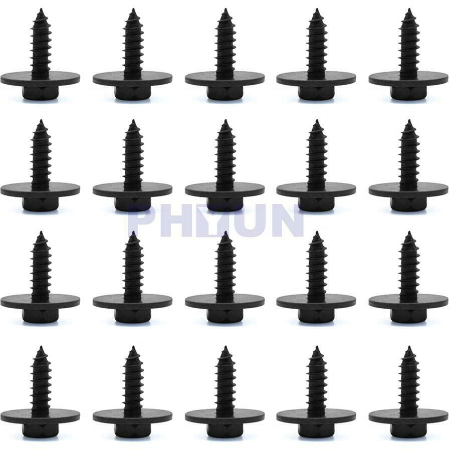 100Pcs Metal Car Screw Body Fender Bumper Retainer Clips 6.8mm Hex Black