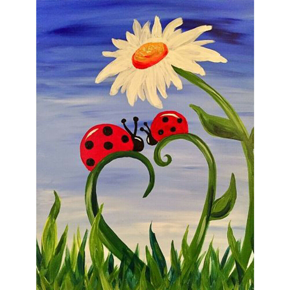 DIY Artwork Diamond Painting 5D Full Round Drill Kit Two Ladybugs Pictures @