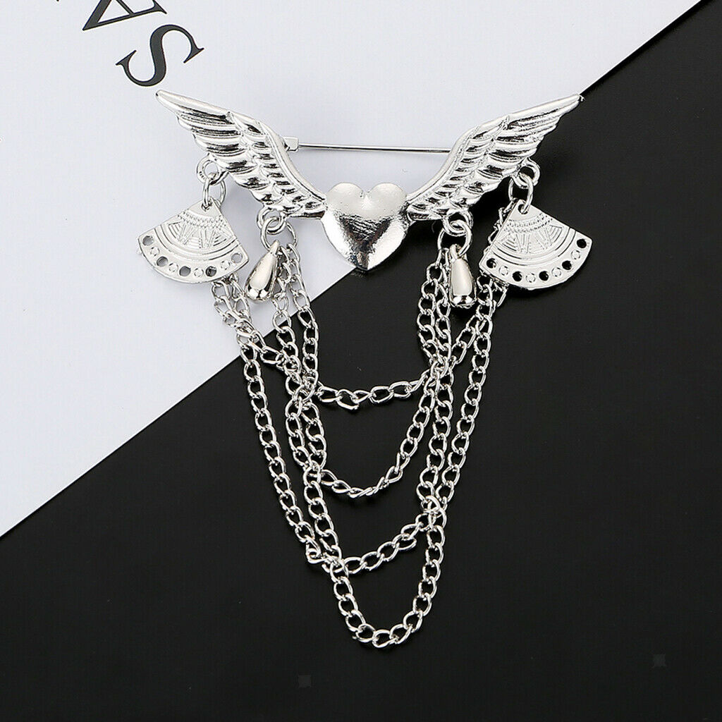 2x Brooch Badge Pins Angel Wings Rhinestone for Men Suit Collar Party Dress