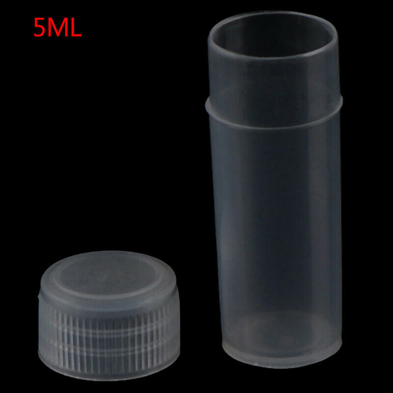 100Pcs 5ml Plastic Test Tubes Screw Cap Bottles For School Chemistr Fx