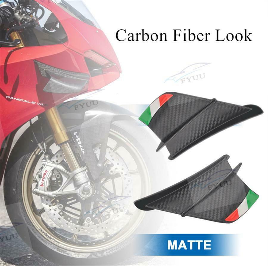 Pair Matte Carbon Fiber Look Winglets Wind Fin Spoiler Trim Cover Air Deflector