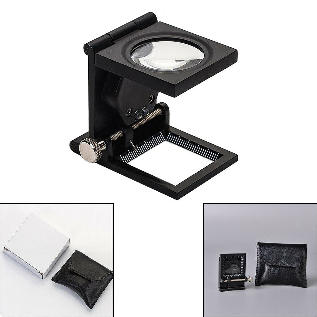 Foldable with LED Light Optical Glass Magnifier for Inspection (Black)