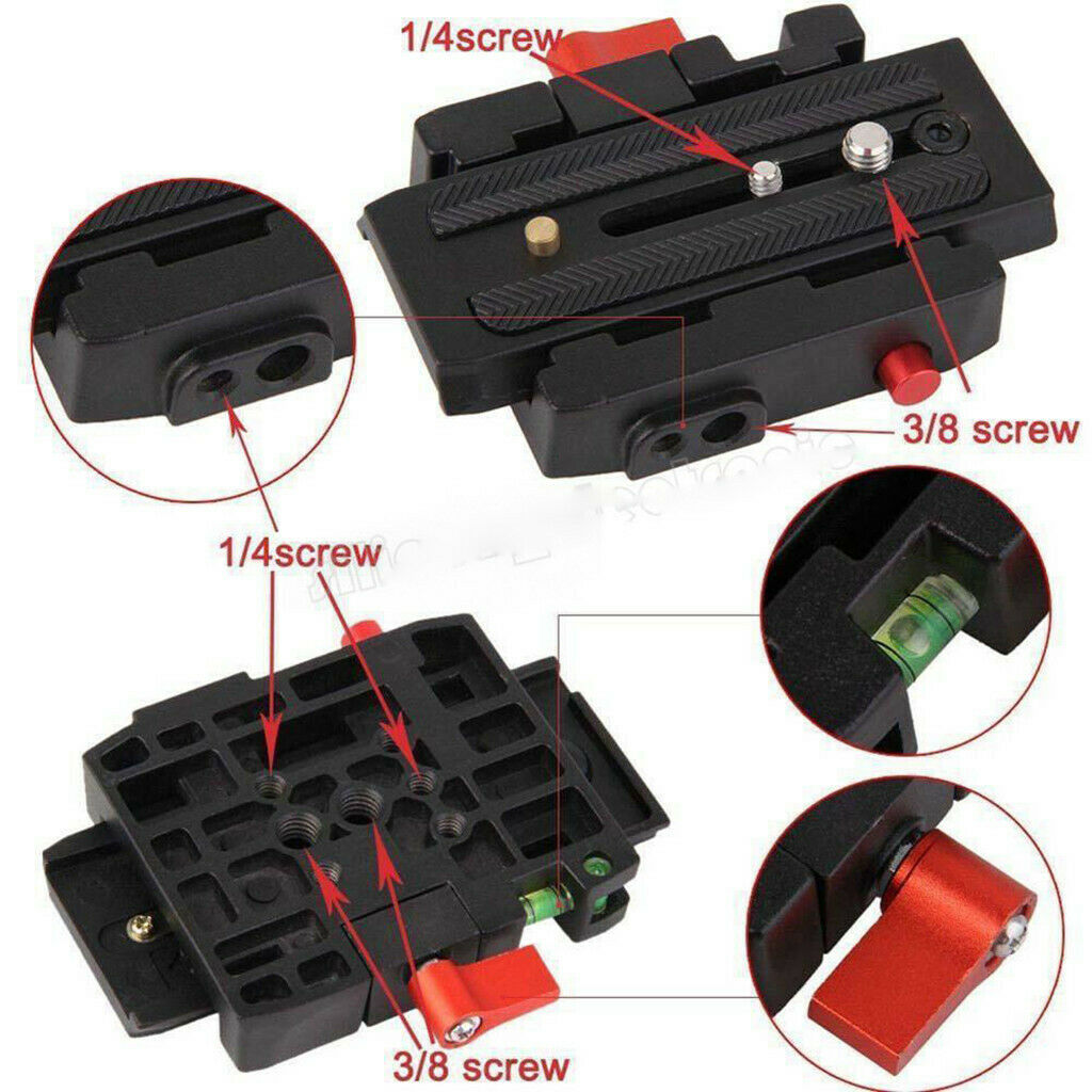 Metal quick release adapter P200 for Manfrotto 500 500AH 701HDV 577
