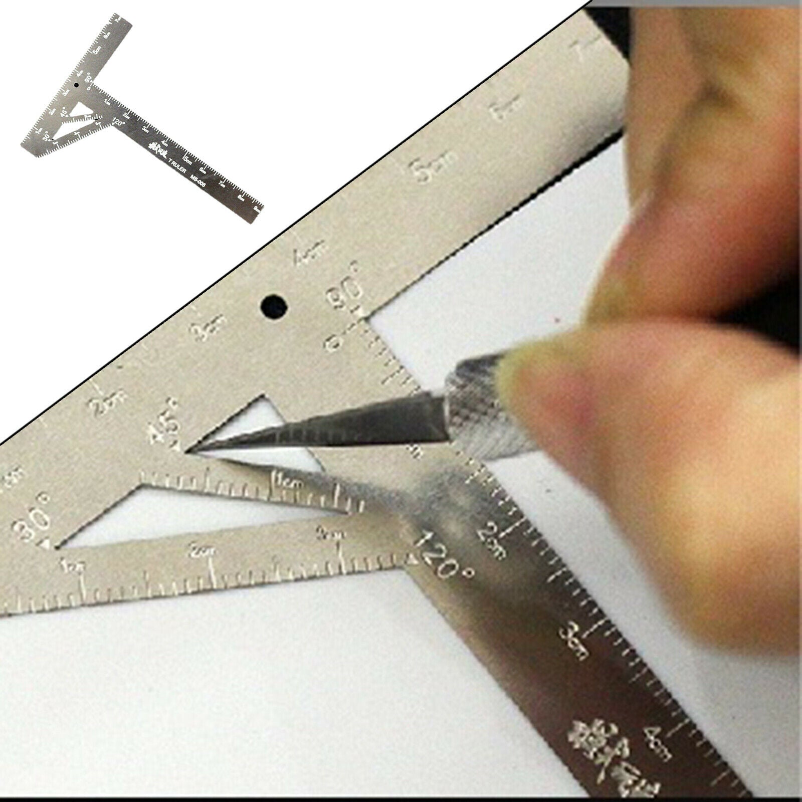 Hobby Stainless Steel T-shaped Ruler Machine Armor Modeling Craft Accessory