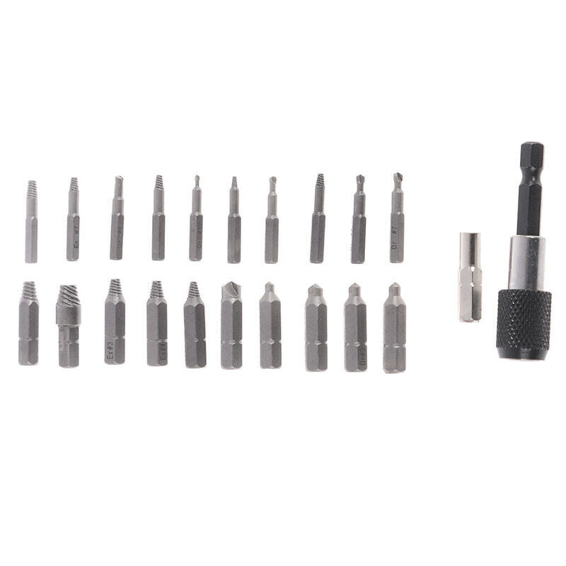 22Pc/set Damaged Screw Extractor Drill Bits Guide Set HSS Broken Speed OutL Pb