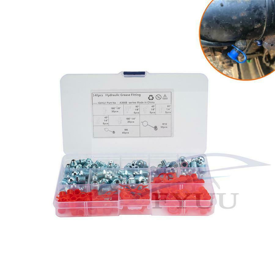 140PCS Zerk Grease with Assortment Set Metric Grease Nipple Kit M6 M10 Straight