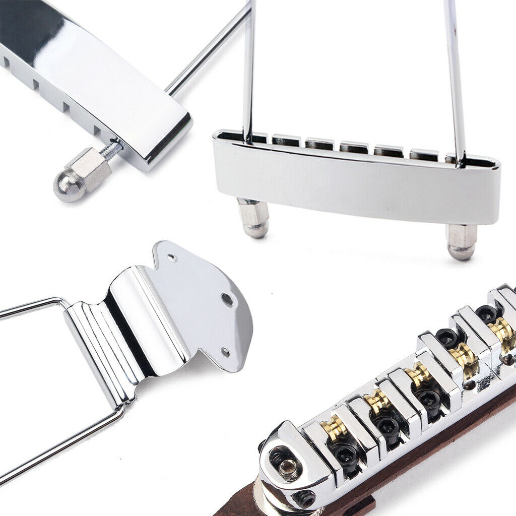 1 Set 6 String Archtop Jazz Guitar Bridge Tailpiece  for Jazz Guitar  Chrome
